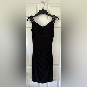 Betsy & Adam Black Cocktail dress with sparkle sleeves- Size 4